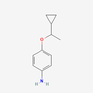 molecular formula C11H15NO B13297870 4-(1-cyclopropylethoxy)Benzenamine CAS No. 882672-36-8