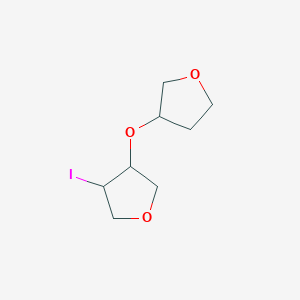 molecular formula C8H13IO3 B13298108 3-Iodo-4-(oxolan-3-yloxy)oxolane 