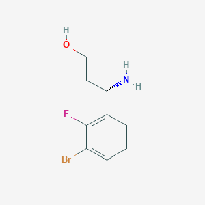 molecular formula C9H11BrFNO B13298122 (3S)-3-Amino-3-(3-bromo-2-fluorophenyl)propan-1-OL 