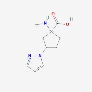 molecular formula C10H15N3O2 B13298162 1-(methylamino)-3-(1H-pyrazol-1-yl)cyclopentane-1-carboxylic acid 