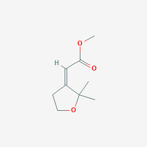 molecular formula C9H14O3 B13298205 Methyl 2-(2,2-dimethyloxolan-3-ylidene)acetate 