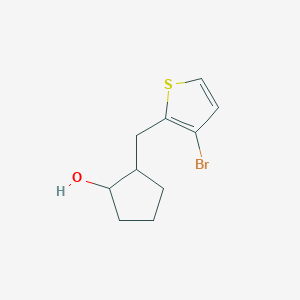 molecular formula C10H13BrOS B13298226 2-[(3-Bromothiophen-2-yl)methyl]cyclopentan-1-ol 