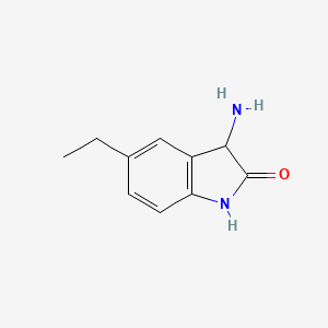 molecular formula C10H12N2O B13298661 3-Amino-5-ethyl-2,3-dihydro-1H-indol-2-one 