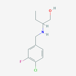 molecular formula C11H15ClFNO B13298675 2-{[(4-Chloro-3-fluorophenyl)methyl]amino}butan-1-ol 