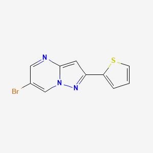 molecular formula C10H6BrN3S B13298795 6-Bromo-2-(thiophen-2-yl)pyrazolo[1,5-a]pyrimidine CAS No. 916256-66-1