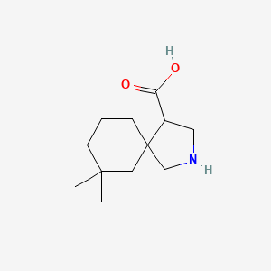 molecular formula C12H21NO2 B13298909 7,7-Dimethyl-2-azaspiro[4.5]decane-4-carboxylic acid 