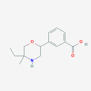 molecular formula C14H19NO3 B13299084 3-(5-Ethyl-5-methylmorpholin-2-yl)benzoic acid 