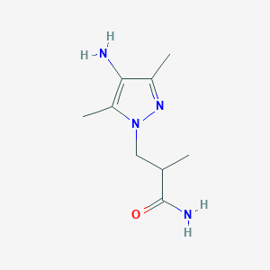 molecular formula C9H16N4O B13299176 3-(4-Amino-3,5-dimethyl-1H-pyrazol-1-YL)-2-methylpropanamide 