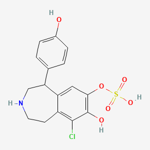 molecular formula C16H16ClNO6S B1329932 [9-氯-8-羟基-5-(4-羟基苯基)-2,3,4,5-四氢-1H-3-苯并氮杂卓-7-基] 硫酸氢盐 CAS No. 87549-39-1