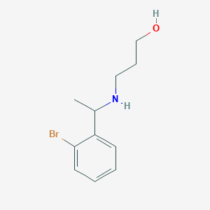 molecular formula C11H16BrNO B13299491 3-{[1-(2-Bromophenyl)ethyl]amino}propan-1-ol 