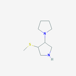 molecular formula C9H18N2S B13299538 3-(Methylsulfanyl)-4-(pyrrolidin-1-yl)pyrrolidine 