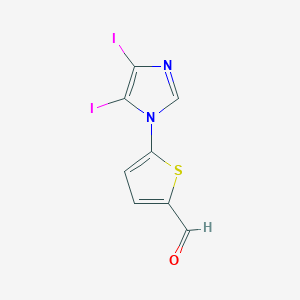 molecular formula C8H4I2N2OS B13299555 5-(4,5-Diiodo-1H-imidazol-1-yl)thiophene-2-carbaldehyde 