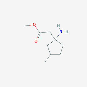 molecular formula C9H17NO2 B13299575 Methyl 2-(1-amino-3-methylcyclopentyl)acetate 