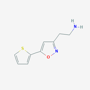 molecular formula C9H10N2OS B13299627 2-(5-Thiophen-2-yl-isoxazol-3-yl)-ethylamine 