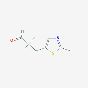 molecular formula C9H13NOS B13299653 2,2-Dimethyl-3-(2-methyl-1,3-thiazol-5-yl)propanal 