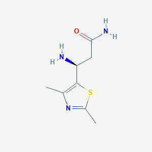 molecular formula C8H13N3OS B13299791 (3S)-3-Amino-3-(dimethyl-1,3-thiazol-5-yl)propanamide 