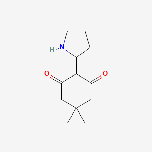 molecular formula C12H19NO2 B13299840 5,5-Dimethyl-2-(pyrrolidin-2-yl)cyclohexane-1,3-dione 