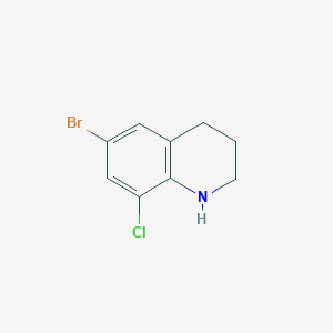 molecular formula C9H9BrClN B13299979 6-Bromo-8-chloro-1,2,3,4-tetrahydroquinoline 