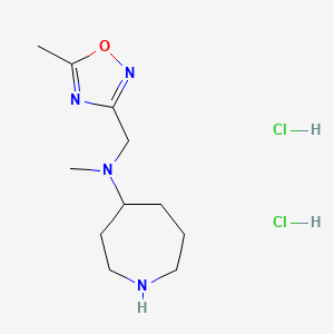 molecular formula C11H22Cl2N4O B13300115 N-Methyl-N-[(5-methyl-1,2,4-oxadiazol-3-yl)methyl]azepan-4-amine dihydrochloride 