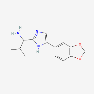 molecular formula C14H17N3O2 B13300160 1-[4-(2H-1,3-Benzodioxol-5-yl)-1H-imidazol-2-yl]-2-methylpropan-1-amine 