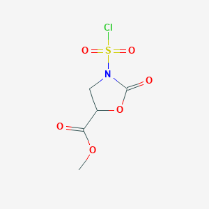 molecular formula C5H6ClNO6S B13300182 Methyl 3-(chlorosulfonyl)-2-oxo-1,3-oxazolidine-5-carboxylate 