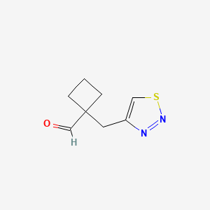 molecular formula C8H10N2OS B13300189 1-(1,2,3-Thiadiazol-4-ylmethyl)cyclobutane-1-carbaldehyde 