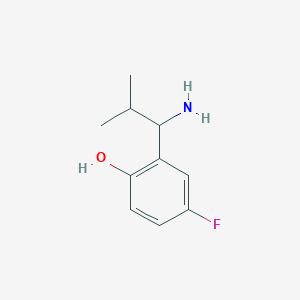 molecular formula C10H14FNO B13300233 2-(1-Amino-2-methylpropyl)-4-fluorophenol 