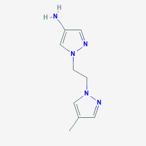 molecular formula C9H13N5 B13300241 1-[2-(4-Methyl-1H-pyrazol-1-YL)ethyl]-1H-pyrazol-4-amine 