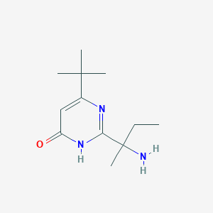 molecular formula C12H21N3O B13300360 2-(2-Aminobutan-2-yl)-6-tert-butyl-3,4-dihydropyrimidin-4-one 