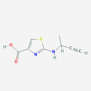 molecular formula C8H8N2O2S B13300376 2-[(But-3-yn-2-yl)amino]-1,3-thiazole-4-carboxylic acid 