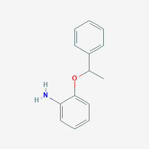 molecular formula C14H15NO B13300423 2-(1-Phenylethoxy)aniline 