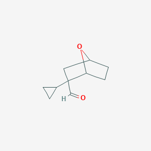 molecular formula C10H14O2 B13300476 2-Cyclopropyl-7-oxabicyclo[2.2.1]heptane-2-carbaldehyde 