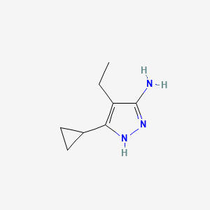 molecular formula C8H13N3 B13300588 3-Cyclopropyl-4-ethyl-1H-pyrazol-5-amine CAS No. 1232837-27-2