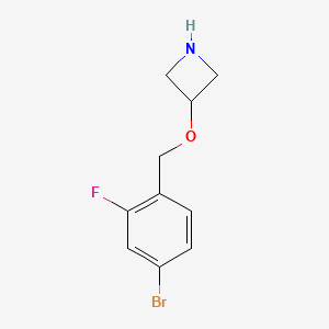 molecular formula C10H11BrFNO B13300595 3-[(4-Bromo-2-fluorophenyl)methoxy]azetidine 