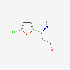 molecular formula C7H10ClNO2 B13300602 (3R)-3-Amino-3-(5-chloro(2-furyl))propan-1-OL 