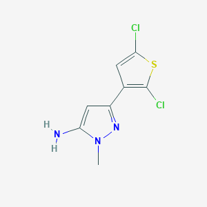 molecular formula C8H7Cl2N3S B13300690 3-(2,5-Dichlorothiophen-3-yl)-1-methyl-1H-pyrazol-5-amine 