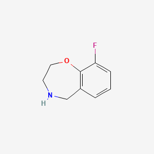 molecular formula C9H10FNO B13300717 9-Fluoro-2,3,4,5-tetrahydrobenzo[f][1,4]oxazepine 