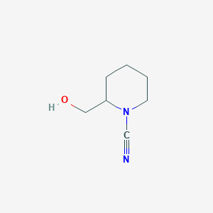 molecular formula C7H12N2O B13300763 2-(Hydroxymethyl)piperidine-1-carbonitrile 