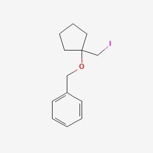 molecular formula C13H17IO B13300783 ({[1-(Iodomethyl)cyclopentyl]oxy}methyl)benzene 