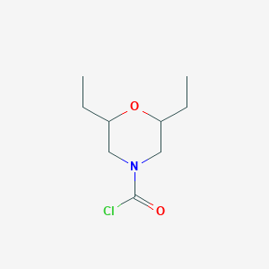 molecular formula C9H16ClNO2 B13300811 2,6-Diethylmorpholine-4-carbonyl chloride 