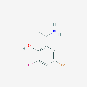 molecular formula C9H11BrFNO B13300840 2-(1-Aminopropyl)-4-bromo-6-fluorophenol 