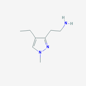 molecular formula C8H15N3 B13300888 2-(4-Ethyl-1-methyl-1H-pyrazol-3-yl)ethan-1-amine 