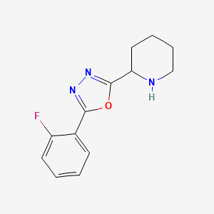 molecular formula C13H14FN3O B13300902 2-[5-(2-Fluorophenyl)-1,3,4-oxadiazol-2-yl]piperidine 