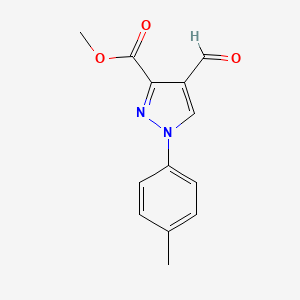 molecular formula C13H12N2O3 B13300910 Methyl 4-formyl-1-(4-methylphenyl)-1H-pyrazole-3-carboxylate 