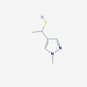 molecular formula C6H10N2S B13300982 1-(1-methyl-1H-pyrazol-4-yl)ethane-1-thiol 