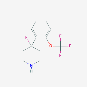 molecular formula C12H13F4NO B13301081 4-Fluoro-4-[2-(trifluoromethoxy)phenyl]piperidine 