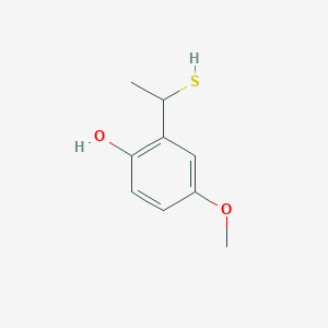 molecular formula C9H12O2S B13301107 4-Methoxy-2-(1-sulfanylethyl)phenol 