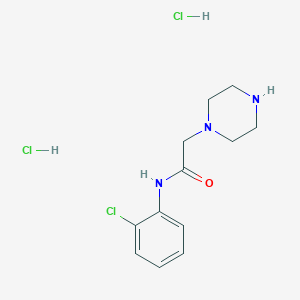 molecular formula C12H18Cl3N3O B13301208 N-(2-chlorophenyl)-2-(piperazin-1-yl)acetamide dihydrochloride 