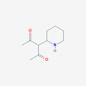 molecular formula C10H17NO2 B13301323 3-(Piperidin-2-yl)pentane-2,4-dione 