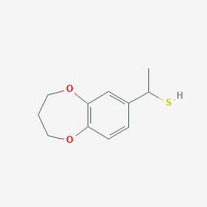 molecular formula C11H14O2S B13301351 1-(3,4-Dihydro-2H-1,5-benzodioxepin-7-YL)ethane-1-thiol 